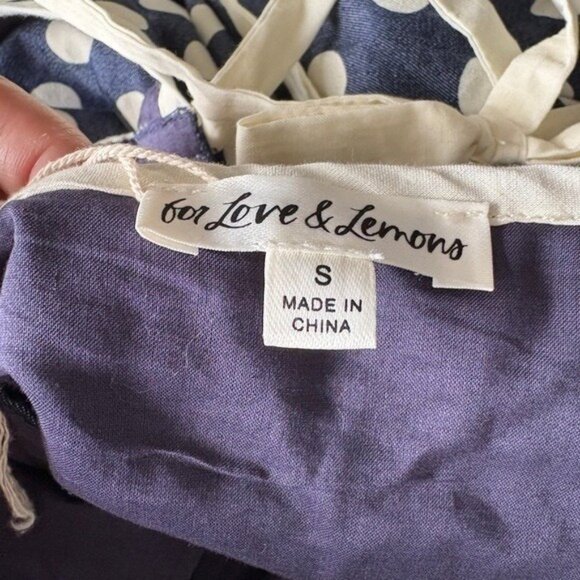 $229 Blue NWOT For Love And Lemons “Dolly” Dot Mini Dress Sz Small - Picture 4 of 16